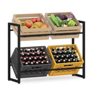 Drinks Crate Shelf 4 Crates Storage Rack Box Stand Kitchen Standing Shelf Fruit Beer Crate Shelf