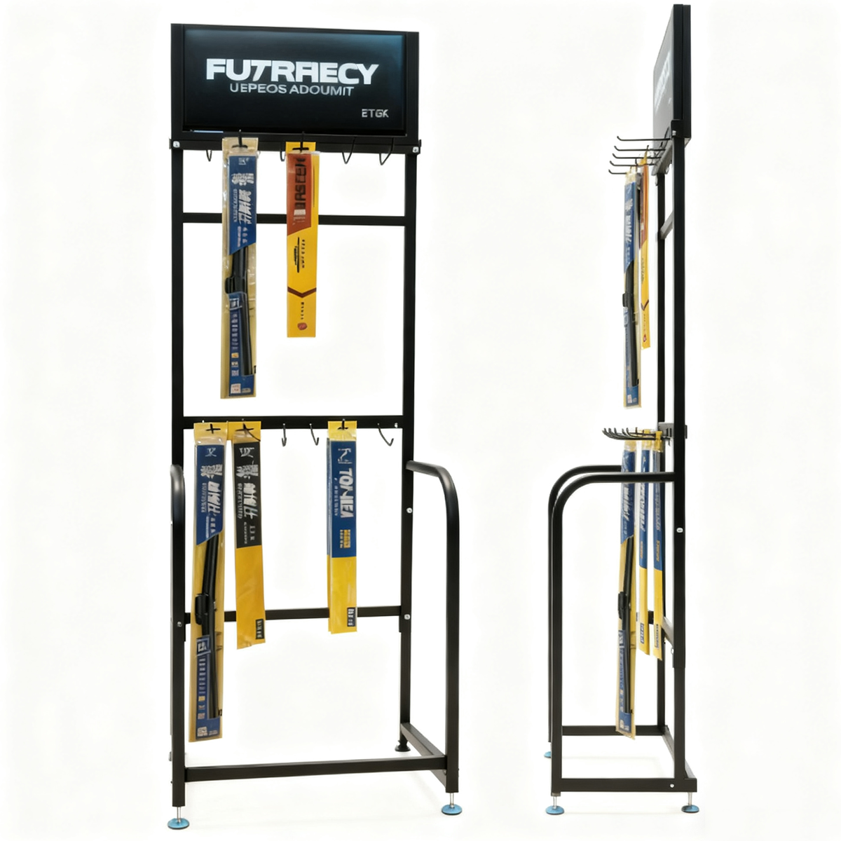 Custom Multi-Purpose Metal Display Stand for Retail Stores Organizes Car Wipers Sunshades Air Fresheners Tool Accessories